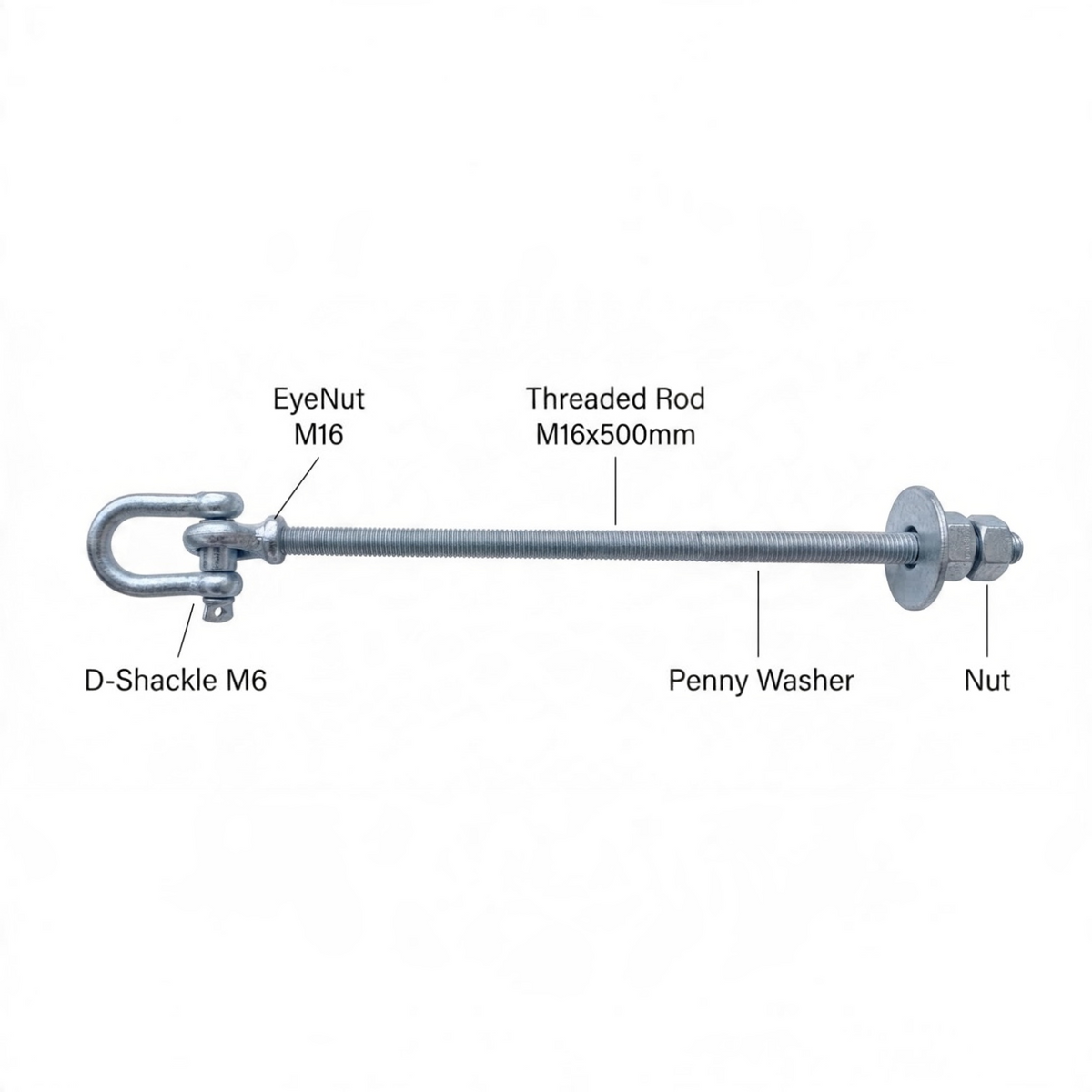 1m Tensioner Galv 16mm for D-Ring